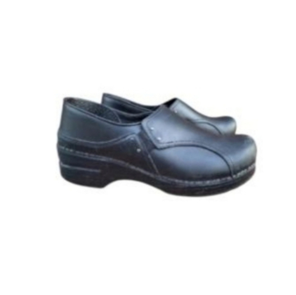40 Dansko Phoebe Black Leather Slip On Loafer Clog Nurse Work Shoe Women 9.5 10